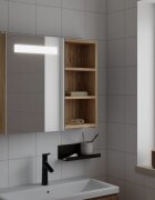 vidaXL Огледален шкаф за баня с LED светлина дъб 60x13x52 см