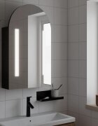 vidaXL Огледален шкаф за баня с LED светлина дъговиден 42x13x70 см