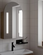 vidaXL Огледален шкаф за баня с LED светлина дъговиден дъб 42x13x70 см