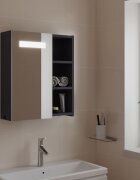 vidaXL Огледален шкаф за баня с LED светлина сив 45x13x52 см