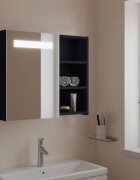 vidaXL Огледален шкаф за баня с LED светлина сив 60x13x52 см