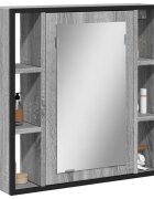 vidaXL Огледален шкаф за баня сив сонома 60x16x60 см инженерно дърво