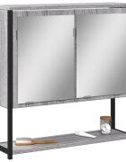 vidaXL Огледален шкаф за баня сив сонома 60x16x60 см инженерно дърво