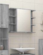 vidaXL Огледален шкаф за баня сив сонома 80x205x64 см инженерно дърво