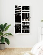vidaXL Огледален шкаф за бижута с LED осветление стенен монтаж бял