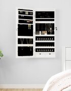 vidaXL Огледален шкаф за бижута с LED осветление стенен монтаж бял