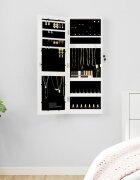 vidaXL Огледален шкаф за бижута с LED осветление стенен монтаж бял