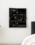 vidaXL Огледален шкаф за бижута с LED осветление стенен монтаж черен