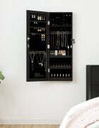 vidaXL Огледален шкаф за бижута с LED осветление стенен монтаж черен