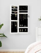 vidaXL Огледален шкаф за бижута стенен монтаж бял 30x85x90 см