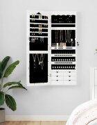 vidaXL Огледален шкаф за бижута стенен монтаж бял 375x10x106 см