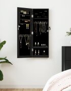 vidaXL Огледален шкаф за бижута стенен монтаж черен 30x85x90 см