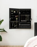 vidaXL Огледален шкаф за бижута стенен монтаж черен 375x10x67 см