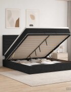 vidaXL Огледално легло с матрак с таблото Черно 140 x 200 cm Текстил