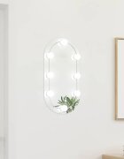 vidaXL Огледало с LED лампи 60x30 см стъкло овално