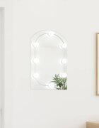 vidaXL Огледало с LED лампи 60x40 см стъкло арка
