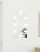 vidaXL Огледало с LED лампи 70x40 см стъкло арка