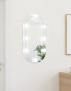 vidaXL Огледало с LED лампи 80x40 см стъкло овално