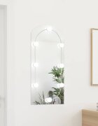 vidaXL Огледало с LED лампи 90x45 см стъкло арка