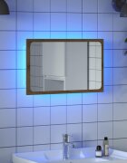 vidaXL Огледало за баня с LED светлина дъб артизан 60x85x38 cm