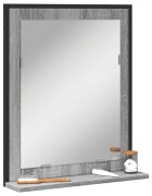 vidaXL Огледало за баня с рафт сив сонома 50x12x60 см инженерно дърво