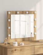 vidaXL Огледало за грим Дъб 60 x 55 x 18 см Стъкло и инженерно дърво