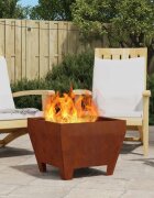 vidaXL Огнен съд Ръждясало 50 x 50 x 38 см Патинираща стомана