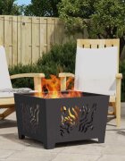 vidaXL Огнище Черно 60 x 60 x 40 cm Патинираща стомана
