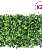 vidaXL Ограда от изкуствени листа 24 бр зелена 40x60 см
