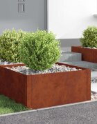 vidaXL Ограда за трева 4 бр. 60 x 60 x 35 cm Стомана Ръждясало