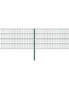 vidaXL Ограден панел с железни стълбове 349x80 см зелен
