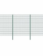 vidaXL Ограден панел с железни стълбове 522x200 см зелен
