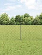 vidaXL Оградна мрежа с пост 10 x 1 m ПВЦ-обработена стомана Сиво Мрежа
