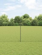 vidaXL Оградна мрежа с пост 25 x 15 m Поцинкована стомана Сиво Мрежа