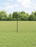 vidaXL Оградна мрежа със стълб 25 x 06 m ПВЦ-обработена стомана Сиво