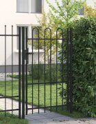 vidaXL Оградна порта BOXTEL с единична врата с арковиден връх стомана 1x15 м черна