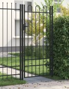 vidaXL Оградна порта BOXTEL с единична врата с арковиден връх стомана 1x2 м черна