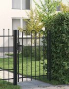 vidaXL Оградна порта една врата арковиден връх стомана 1х12 м черна