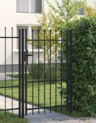 vidaXL Оградна порта една врата с остри върхове стомана 1х15 м черна