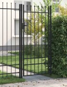 vidaXL Оградна порта една врата с остри върхове стомана 1х2 м черна