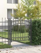 vidaXL Оградна врата с шипове EMMEN 100 x 100 cm Сиво С ключалка
