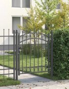 vidaXL Оградна врата с шипове EMMEN 125 x 100 см Сиво С ключалка