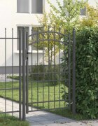 vidaXL Оградна врата с шипове EMMEN 200 x 100 cm Сиво С ключалка