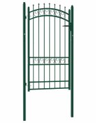 vidaXL Оградна врата с шипове стомана 100x175 см зелена