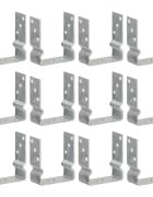 vidaXL Оградни подпори 12 бр сребристи 12x6x15 см поцинкована стомана