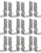 vidaXL Оградни подпори 12 бр сребристи 9x6x15 см поцинкована стомана
