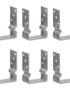 vidaXL Оградни подпори 6 бр сребристи 10x6x15 см поцинкована стомана