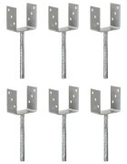 vidaXL Оградни подпори 6 бр сребристи 10x6x30 см поцинкована стомана
