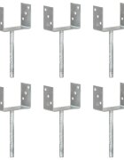 vidaXL Оградни подпори 6 бр сребристи 14x6x30 см поцинкована стомана