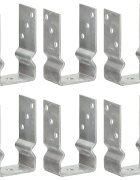 vidaXL Оградни подпори 6 бр сребристи 8x6x15 см поцинкована стомана